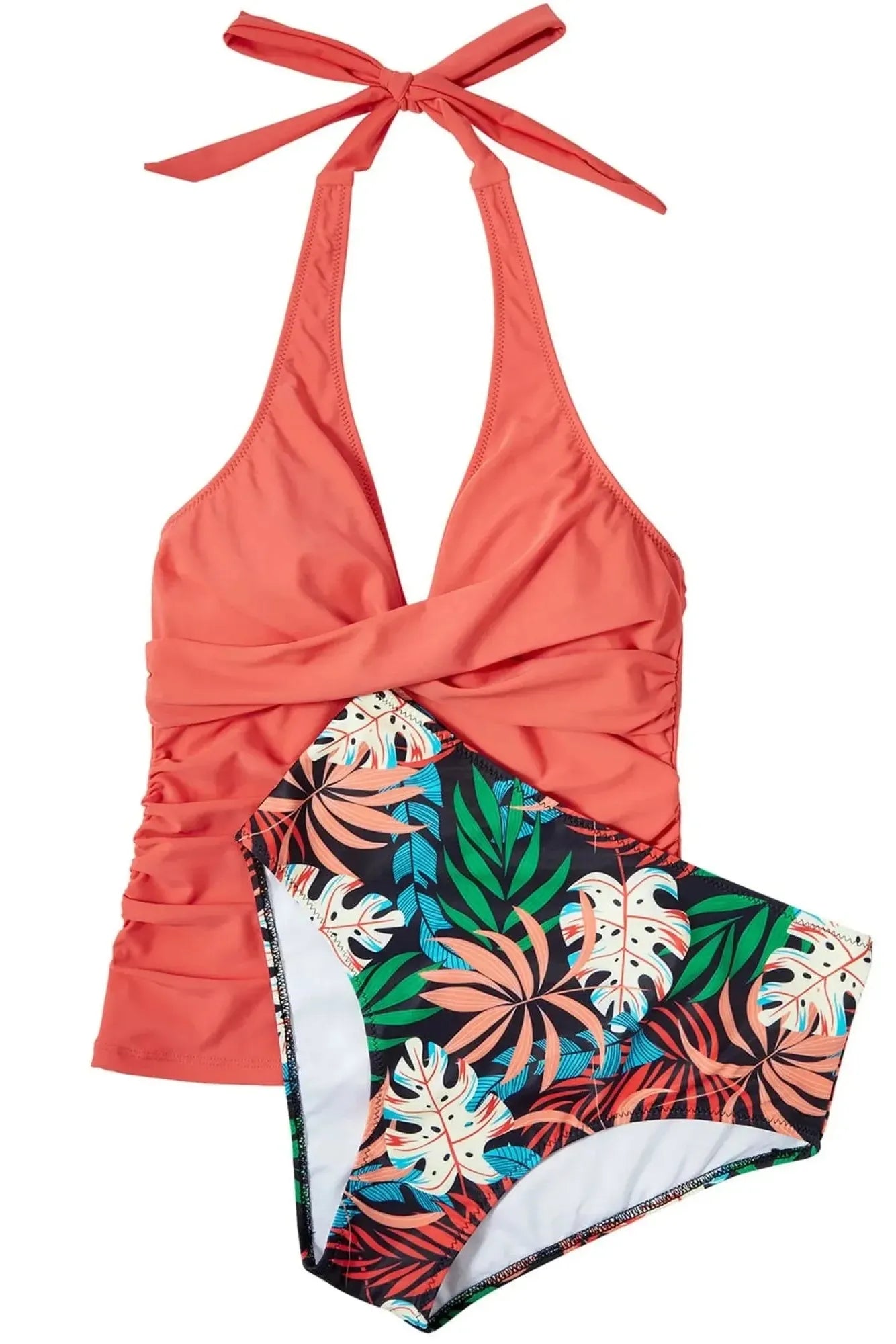 SUUKSESS Women Sexy Halter Tankini Bathing Suit Slimming Tummy Control Swimsuit-SUUKSESS-SUUKSESS