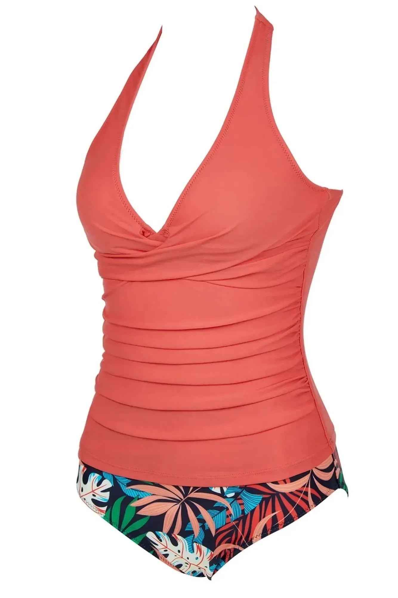 SUUKSESS Women Sexy Halter Tankini Bathing Suit Slimming Tummy Control Swimsuit-SUUKSESS-SUUKSESS