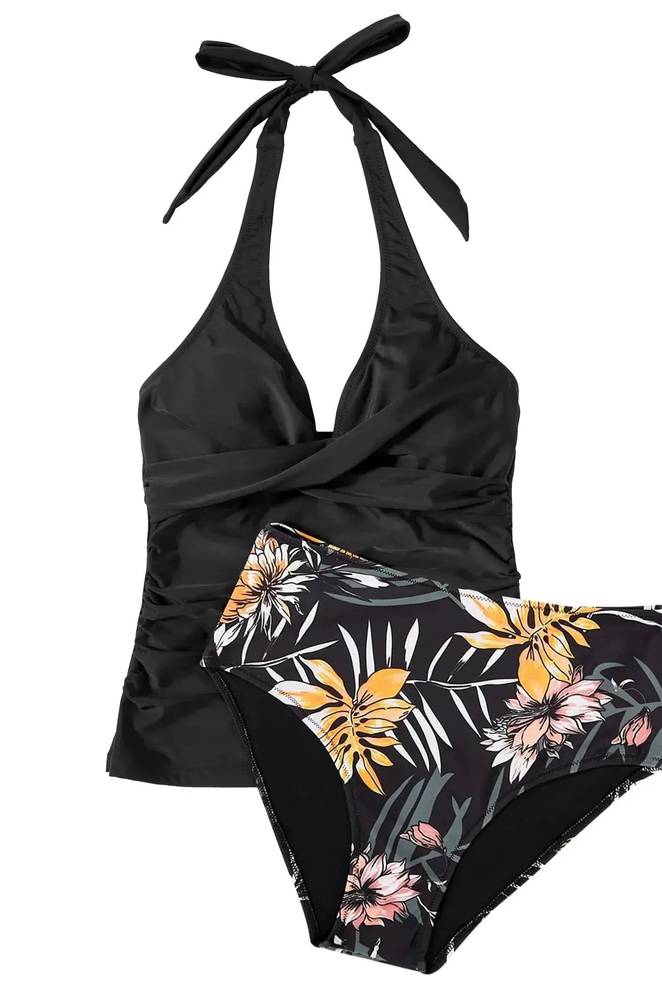 SUUKSESS Women Sexy Halter Tankini Bathing Suit Slimming Tummy Control Swimsuit-SUUKSESS-SUUKSESS