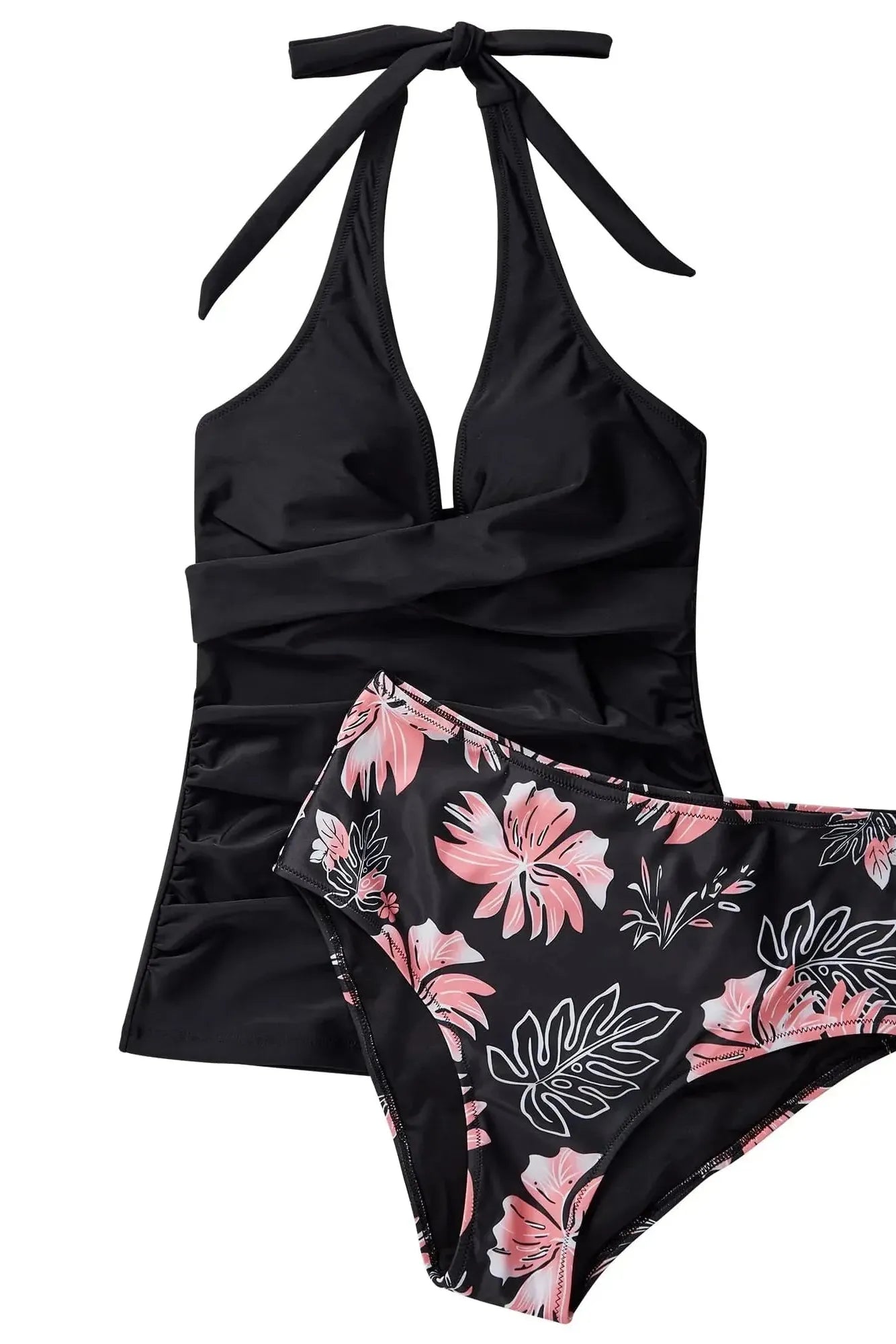 SUUKSESS Women Sexy Halter Tankini Bathing Suit Slimming Tummy Control Swimsuit-SUUKSESS-SUUKSESS