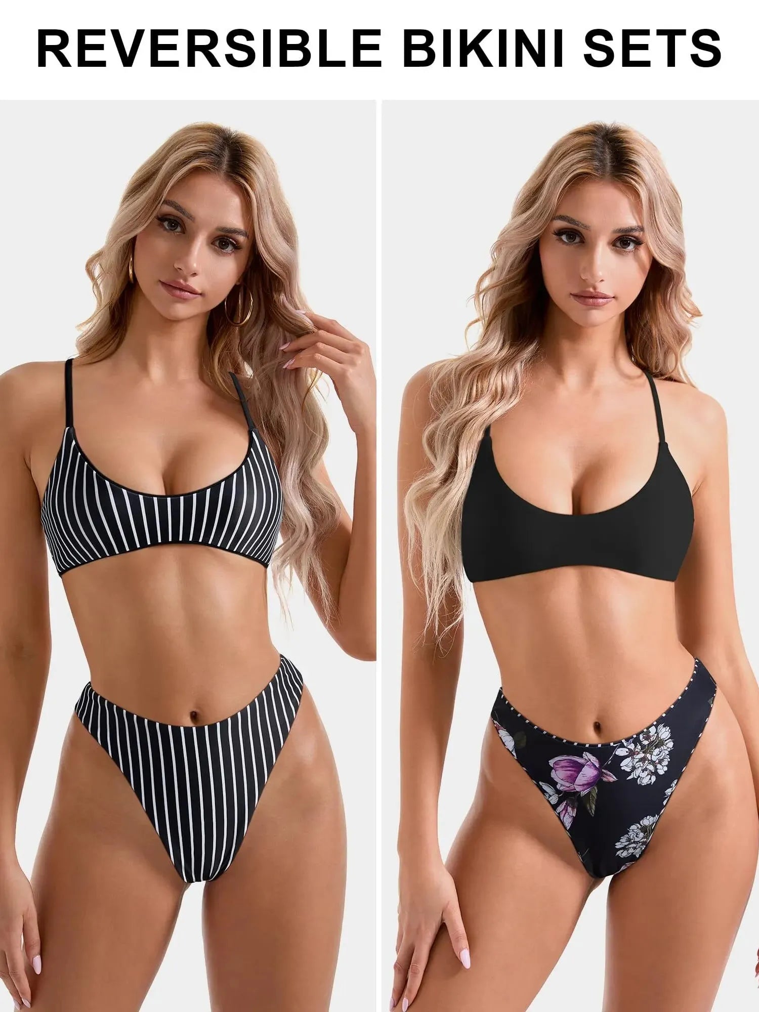 Reversible String Waisted Thong Bikini Set-SUUKSESS-SUUKSESS