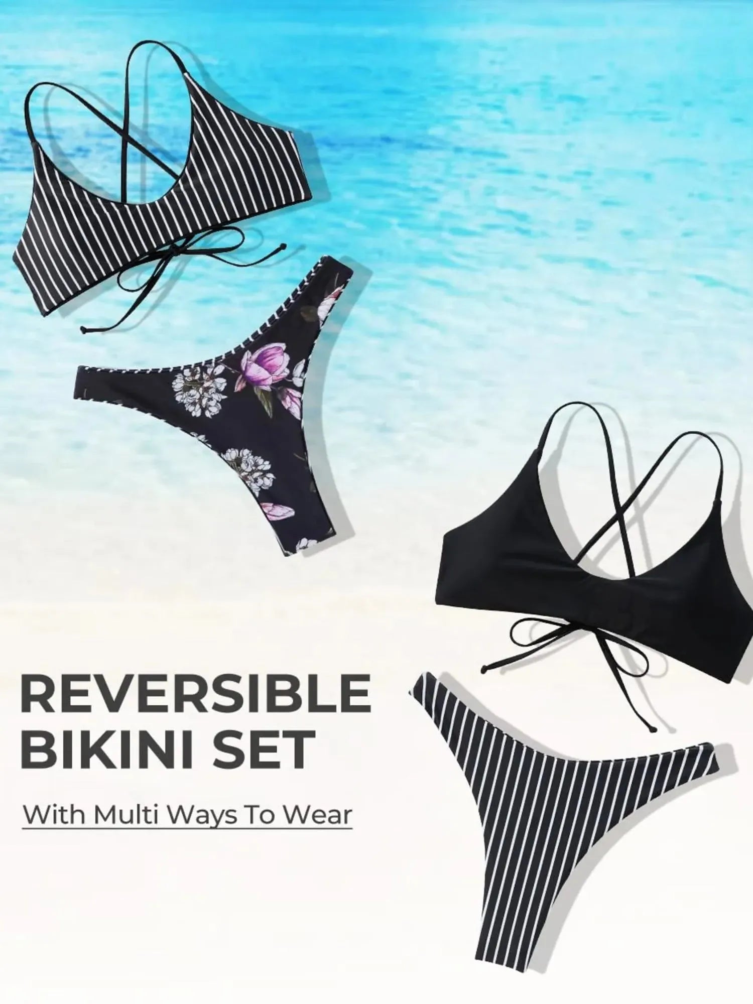 Reversible String Waisted Thong Bikini Set-SUUKSESS-SUUKSESS