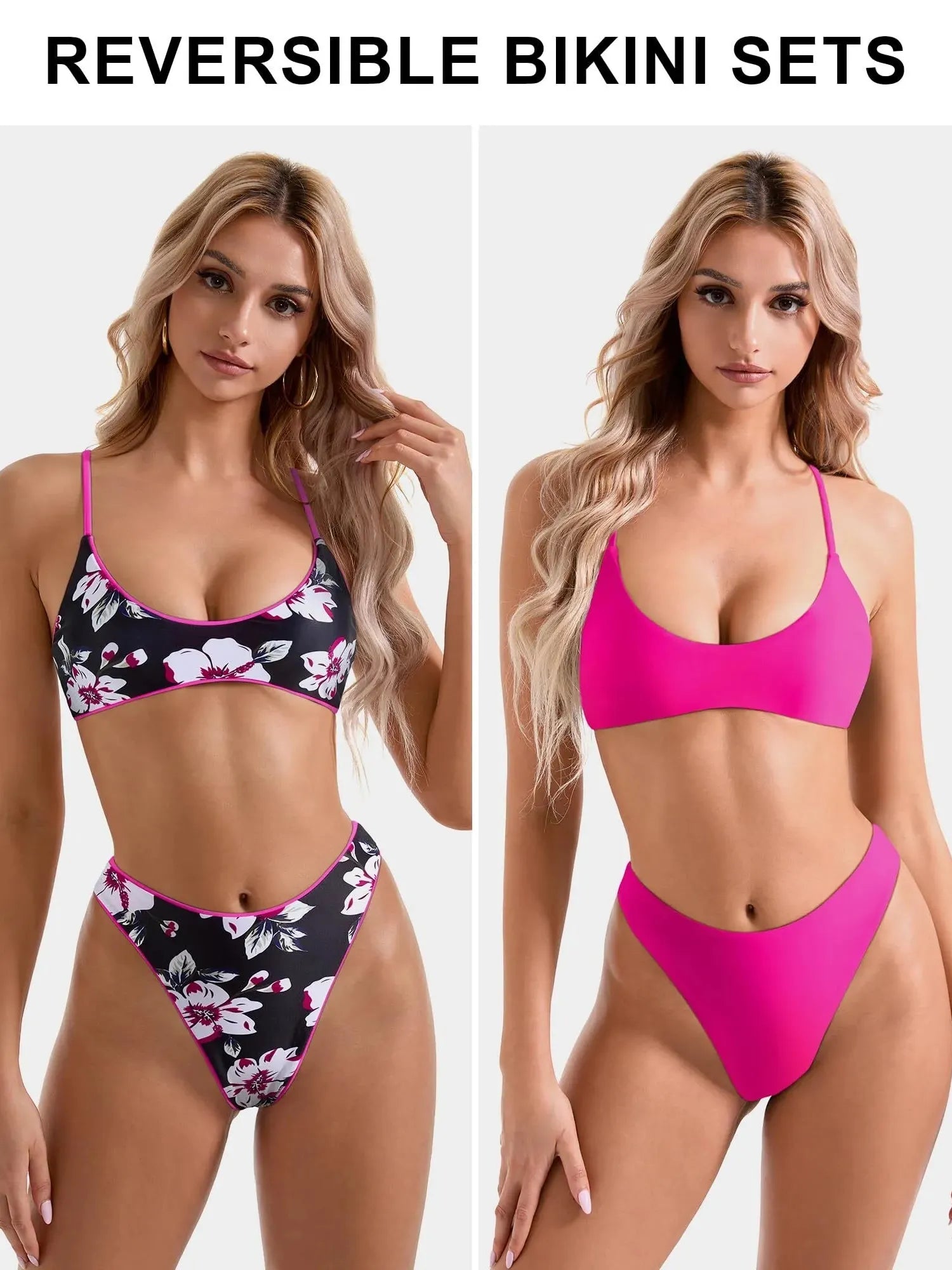 Reversible String Waisted Thong Bikini Set-SUUKSESS-SUUKSESS
