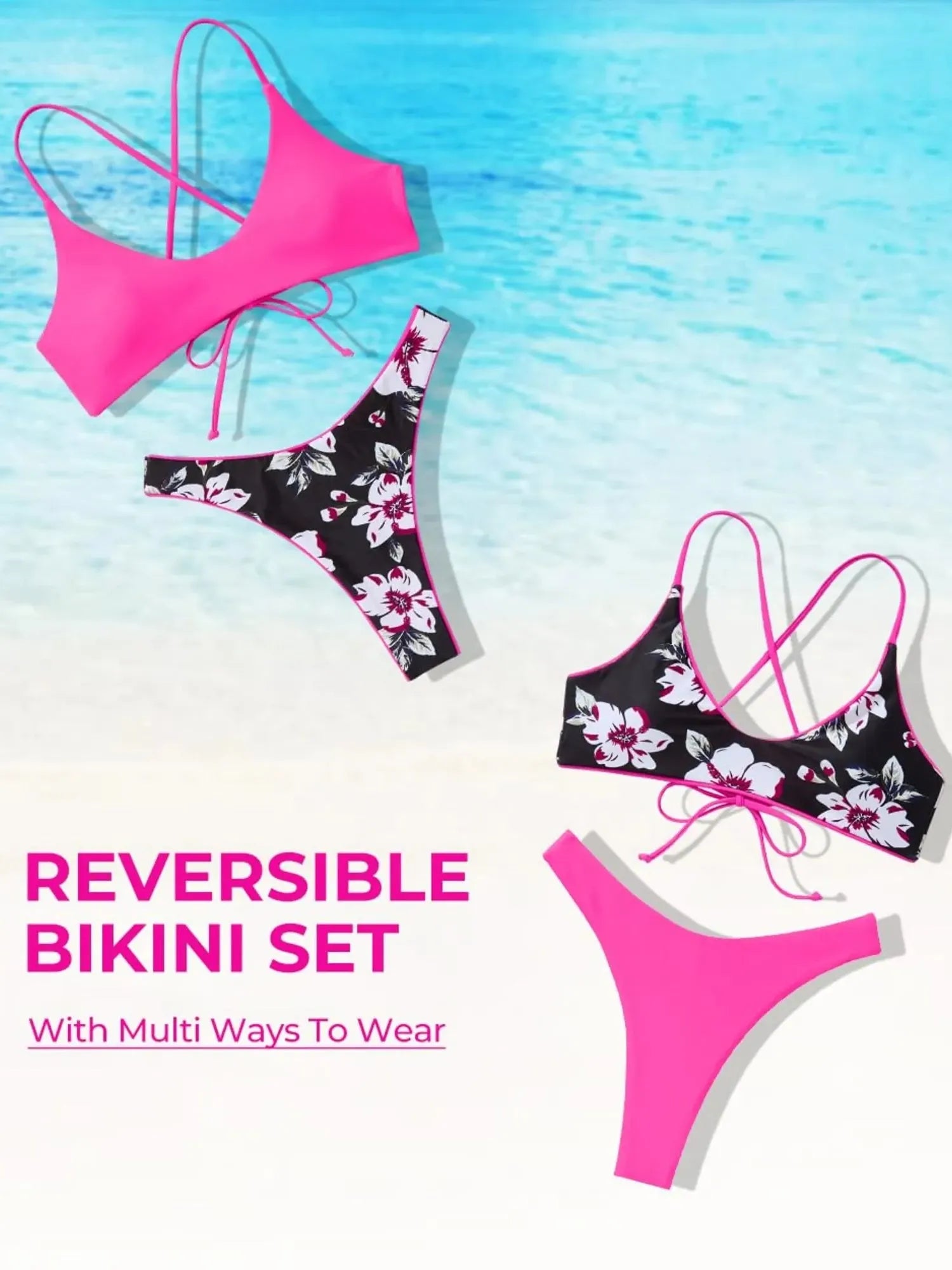 Reversible String Waisted Thong Bikini Set-SUUKSESS-SUUKSESS