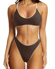 Reversible String Waisted Thong Bikini Set-SUUKSESS-Beige Brown-S-SUUKSESS