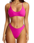 Reversible String Waisted Thong Bikini Set-SUUKSESS-Pink Color Block-S-SUUKSESS