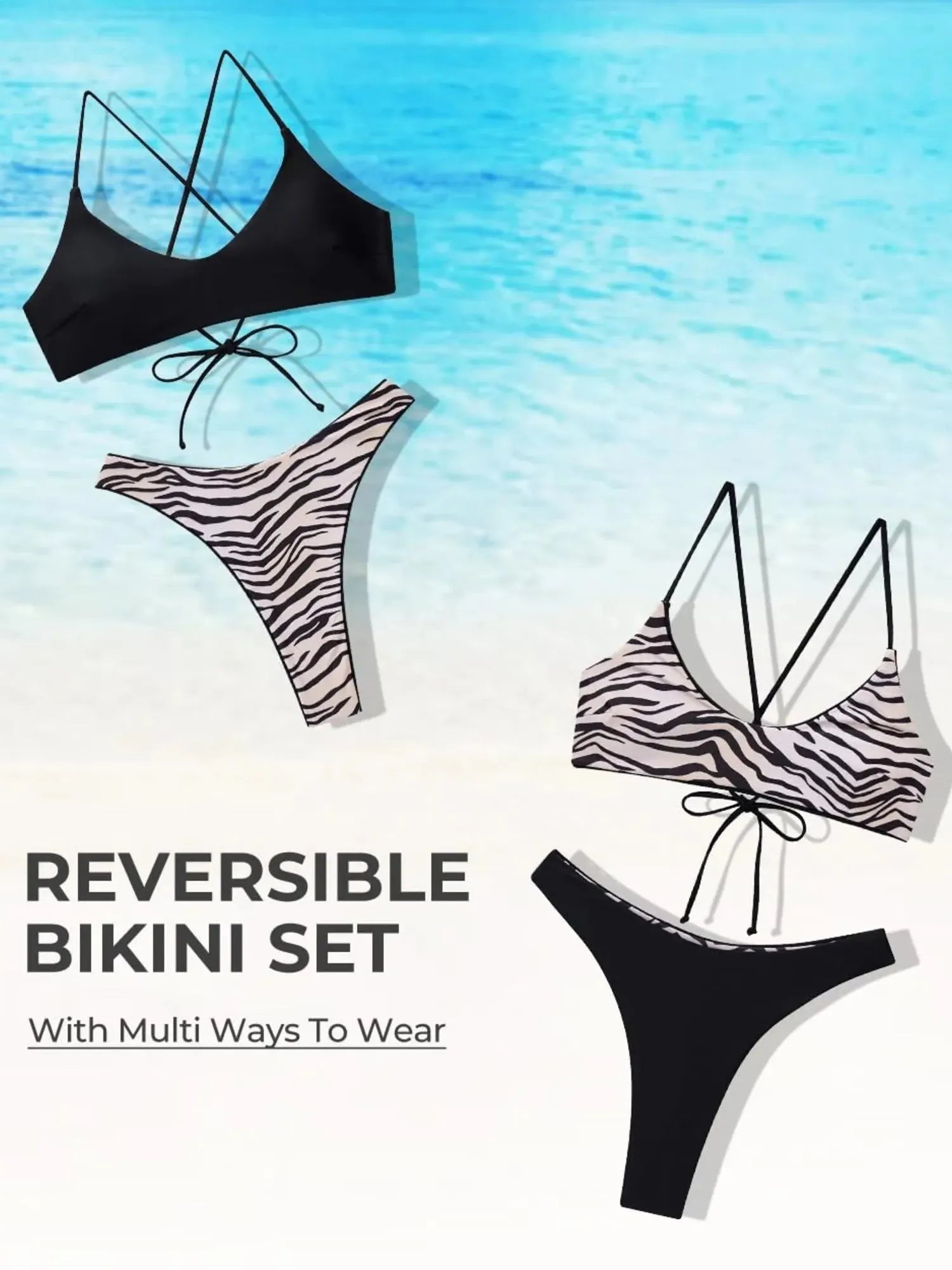 Reversible String Waisted Thong Bikini Set-SUUKSESS-SUUKSESS