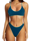 Reversible String Waisted Thong Bikini Set-SUUKSESS-Green Blue-S-SUUKSESS