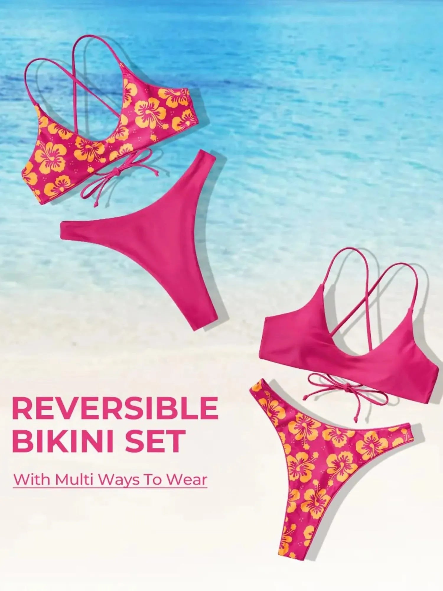 Reversible String Waisted Thong Bikini Set-SUUKSESS-SUUKSESS