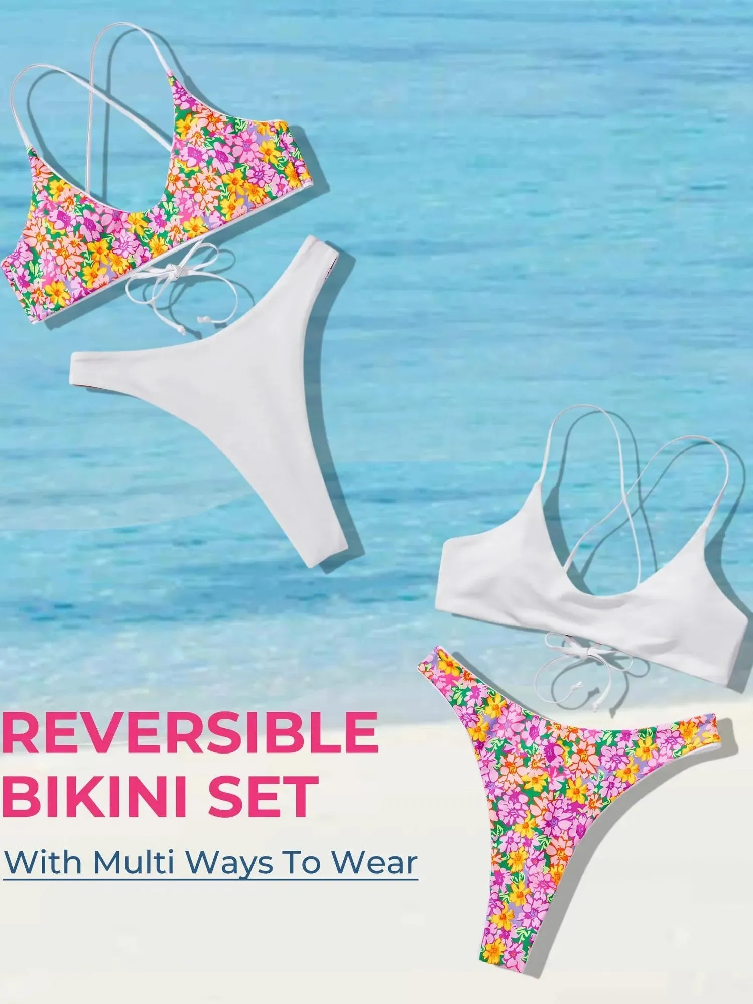 Reversible String Waisted Thong Bikini Set-SUUKSESS-SUUKSESS