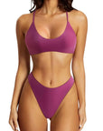 Reversible String Waisted Thong Bikini Set-SUUKSESS-Purple Color Block-S-SUUKSESS