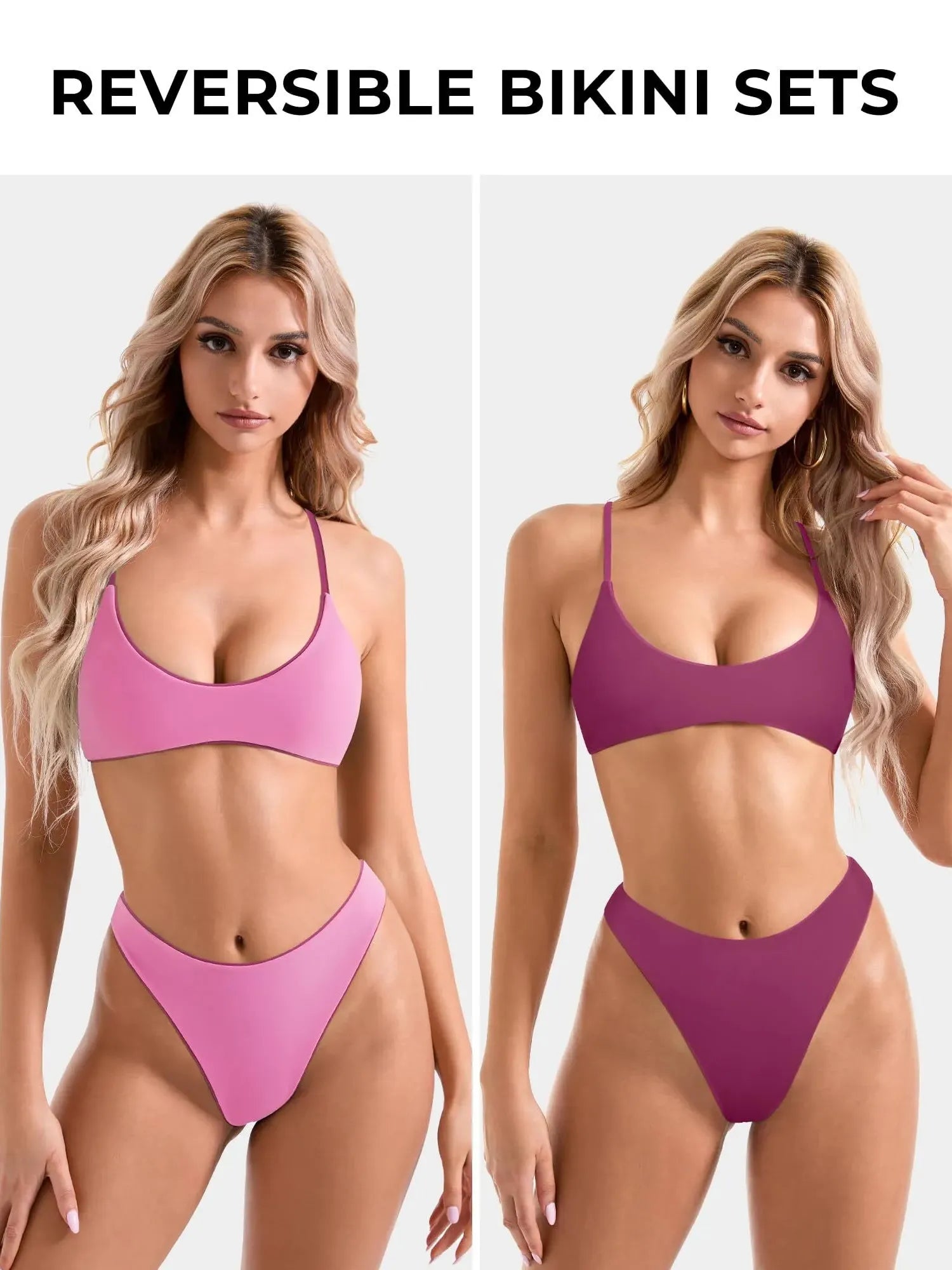 Reversible String Waisted Thong Bikini Set-SUUKSESS-SUUKSESS