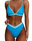 Triangle Bikini High-Waisted Swimsuit Sets-Swimwear-SUUKSESS-Blue-S-SUUKSESS