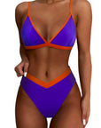 Triangle Bikini High-Waisted Swimsuit Sets-Swimwear-SUUKSESS-Royal Blue Orange-S-SUUKSESS