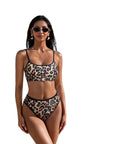 High Cut Bandeau 2 Piece Bikini Set-SUUKSESS-Leopard Black-S-SUUKSESS