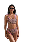 High Cut Bandeau 2 Piece Bikini Set-SUUKSESS-Leopard Pink-S-SUUKSESS