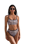 High Cut Bandeau 2 Piece Bikini Set-SUUKSESS-Zebra Print-S-SUUKSESS