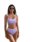 High Cut Bandeau 2 Piece Bikini Set-SUUKSESS-Light Purple-S-SUUKSESS
