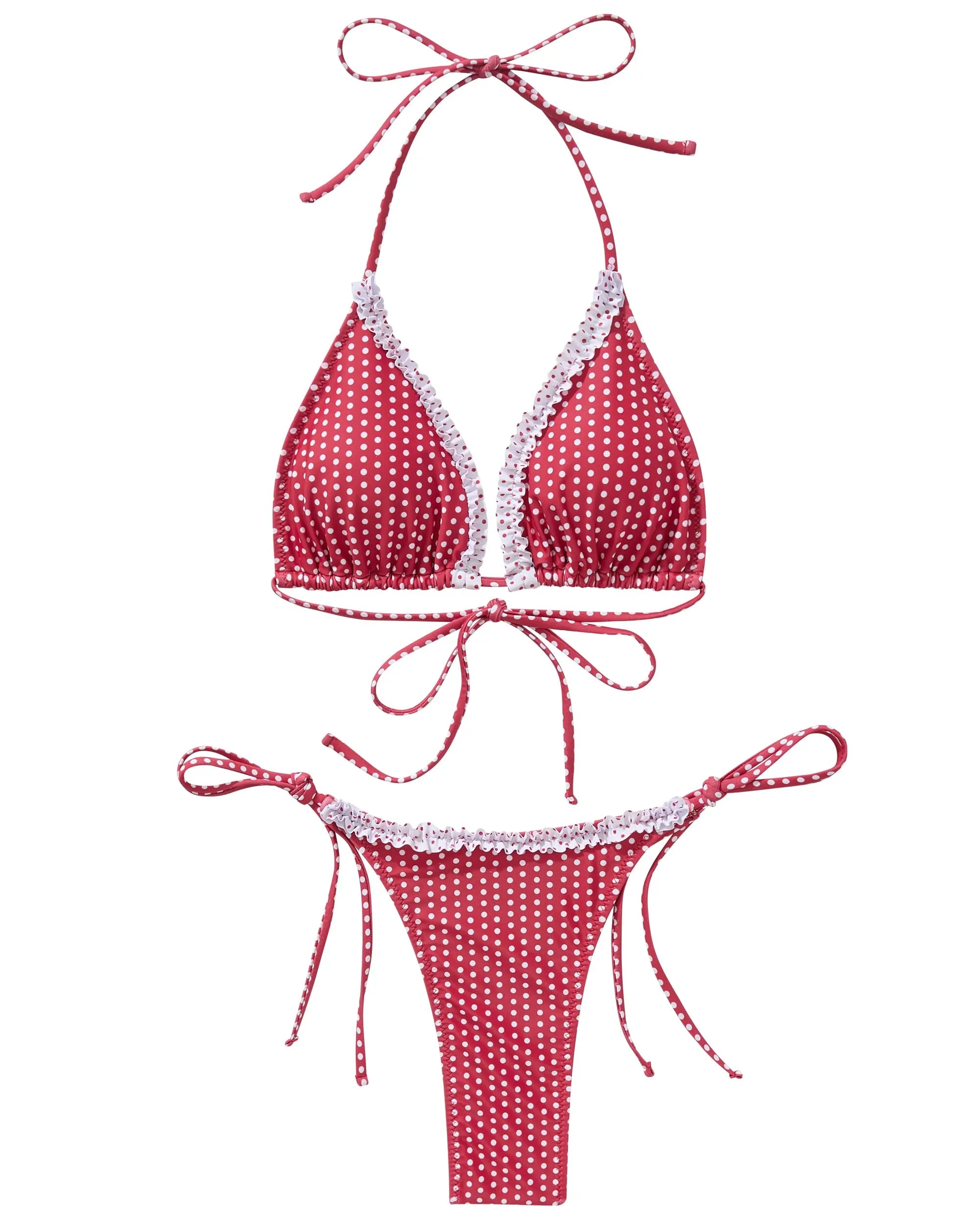 Ruffle Thong Bikini Set