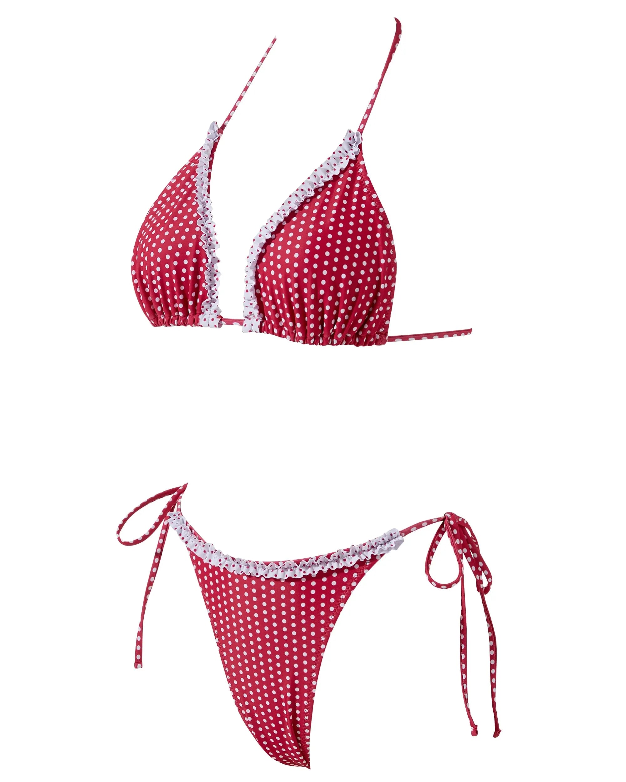 Ruffle Thong Bikini Set