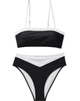 SUUKSESS Women Bandeau High Waited 2 Piece Bikini Set Cheeky High Cut Swimsuit-Swimwear-SUUKSESS-SUUKSESS