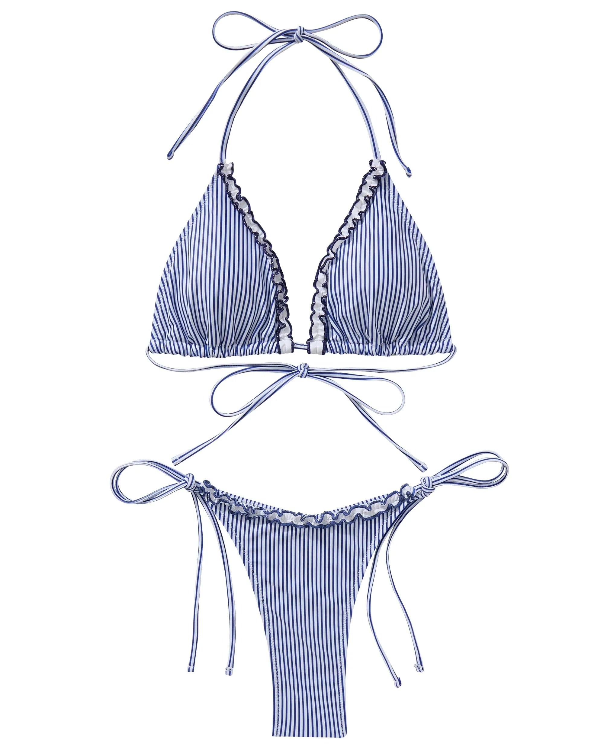 Ruffle Thong Bikini Set