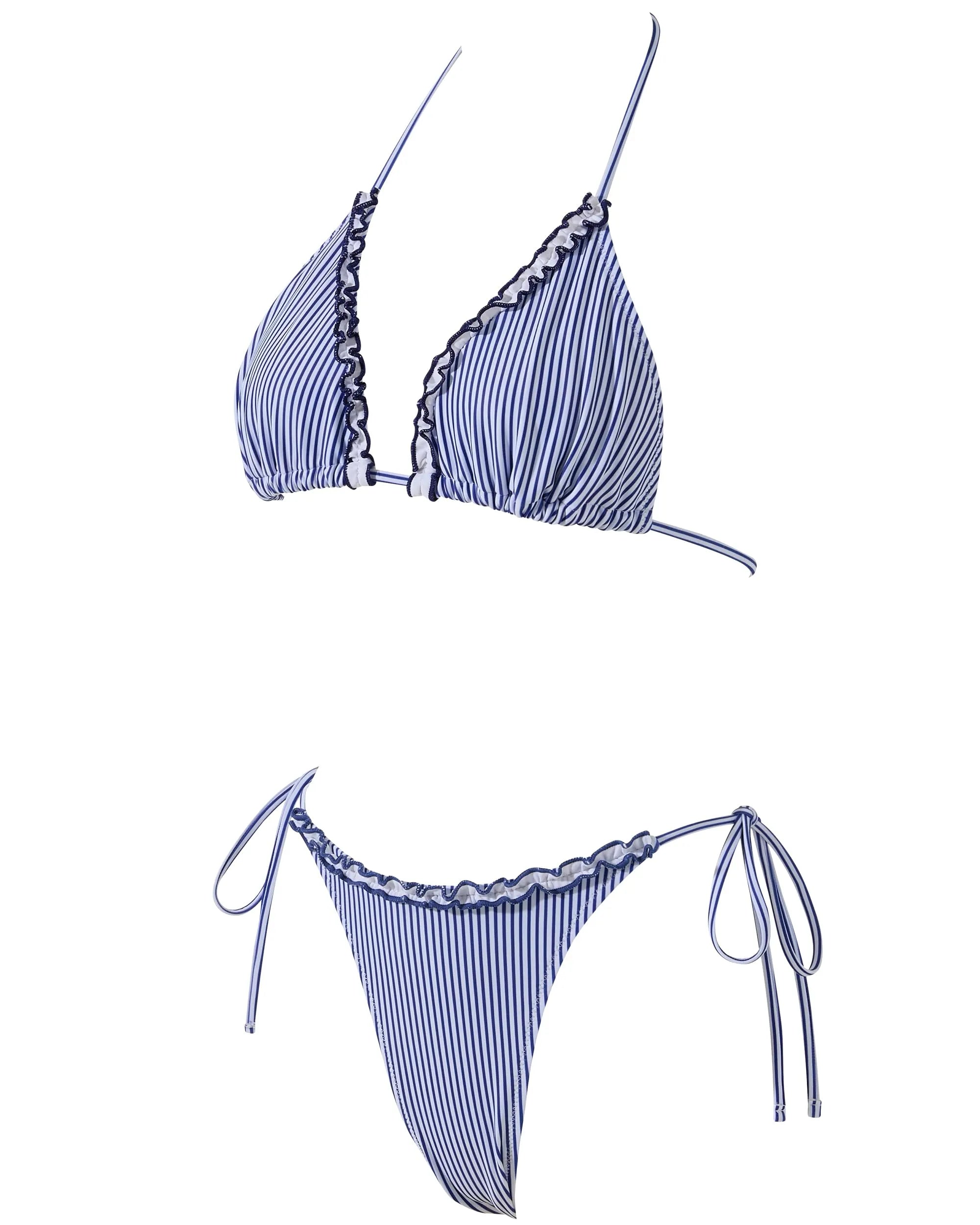 Ruffle Thong Bikini Set