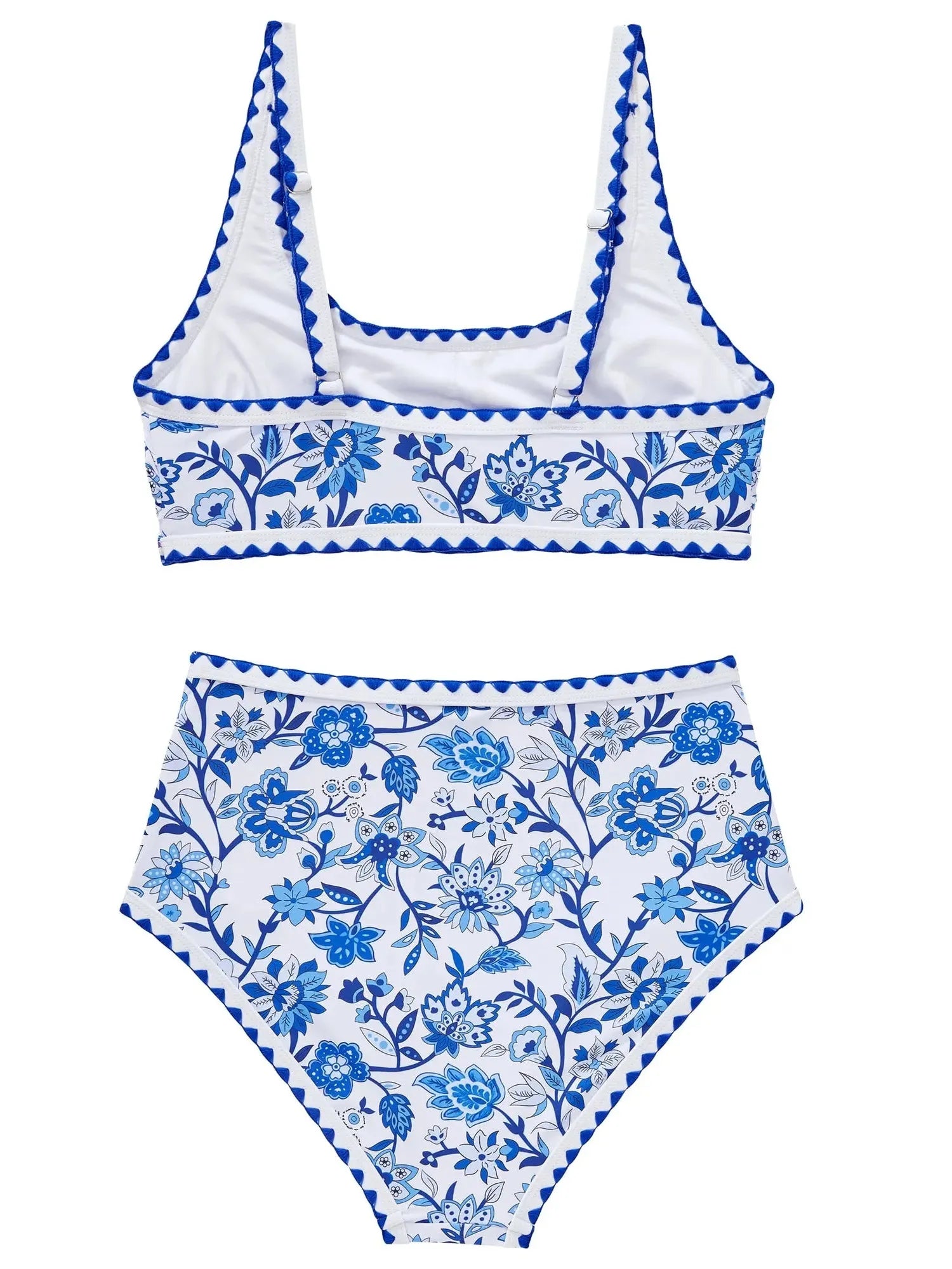 SUUKSESS Women High Waisted Bikini Set Floral Print Color Block 2 Piece Swimsuit-SUUKSESS-SUUKSESS
