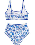 SUUKSESS Women High Waisted Bikini Set Floral Print Color Block 2 Piece Swimsuit-SUUKSESS-SUUKSESS