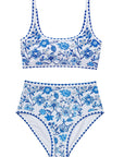SUUKSESS Women High Waisted Bikini Set Floral Print Color Block 2 Piece Swimsuit-SUUKSESS-SUUKSESS