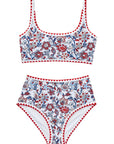 SUUKSESS Women High Waisted Bikini Set Floral Print Color Block 2 Piece Swimsuit-SUUKSESS-SUUKSESS