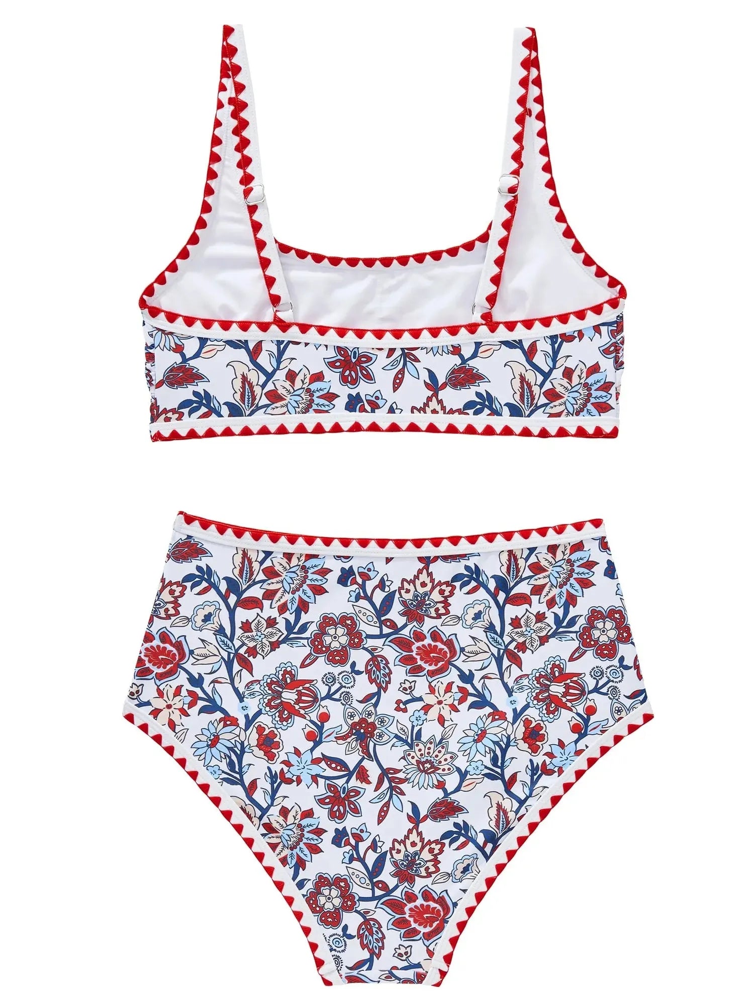 SUUKSESS Women High Waisted Bikini Set Floral Print Color Block 2 Piece Swimsuit-SUUKSESS-SUUKSESS