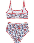SUUKSESS Women High Waisted Bikini Set Floral Print Color Block 2 Piece Swimsuit-SUUKSESS-SUUKSESS