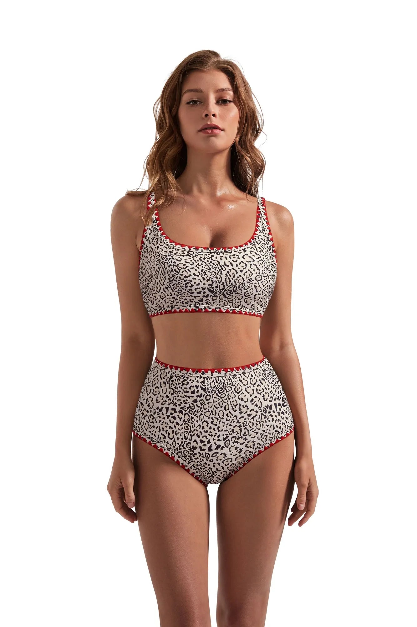 SUUKSESS Women High Waisted Bikini Set Floral Print Color Block 2 Piece Swimsuit-SUUKSESS-SUUKSESS