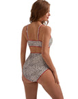 SUUKSESS Women High Waisted Bikini Set Floral Print Color Block 2 Piece Swimsuit-SUUKSESS-SUUKSESS
