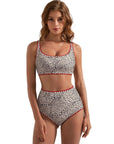 SUUKSESS Women High Waisted Bikini Set Floral Print Color Block 2 Piece Swimsuit-SUUKSESS-SUUKSESS