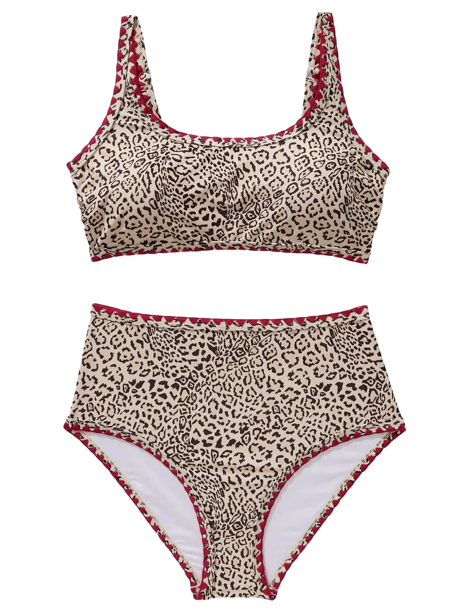 SUUKSESS Women High Waisted Bikini Set Floral Print Color Block 2 Piece Swimsuit-SUUKSESS-SUUKSESS