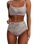 SUUKSESS Women High Waisted Bikini Set Floral Print Color Block 2 Piece Swimsuit-SUUKSESS-SUUKSESS