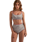 SUUKSESS Women High Waisted Bikini Set Floral Print Color Block 2 Piece Swimsuit-SUUKSESS-SUUKSESS