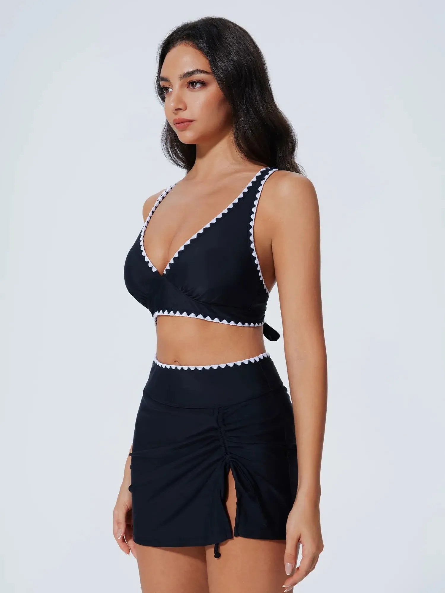 SUUKSESS Women High Waisted Bikini Sets with Skirt Sexy Crisscross Back Swimsuit-SUUKSESS-SUUKSESS