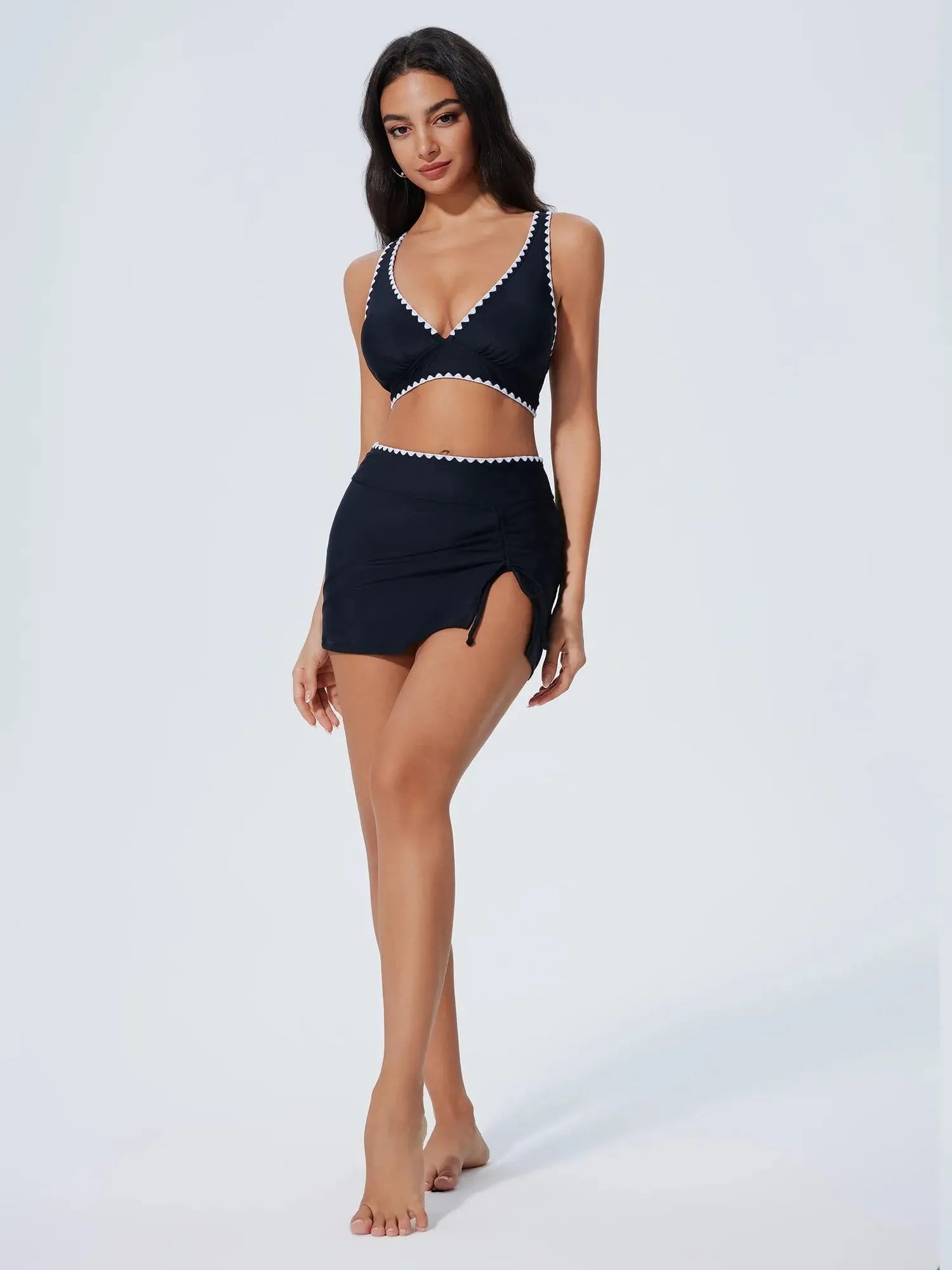 SUUKSESS Women High Waisted Bikini Sets with Skirt Sexy Crisscross Back Swimsuit-SUUKSESS-SUUKSESS