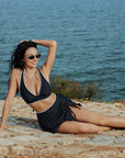 SUUKSESS Women High Waisted Bikini Sets with Skirt Sexy Crisscross Back Swimsuit-SUUKSESS-SUUKSESS