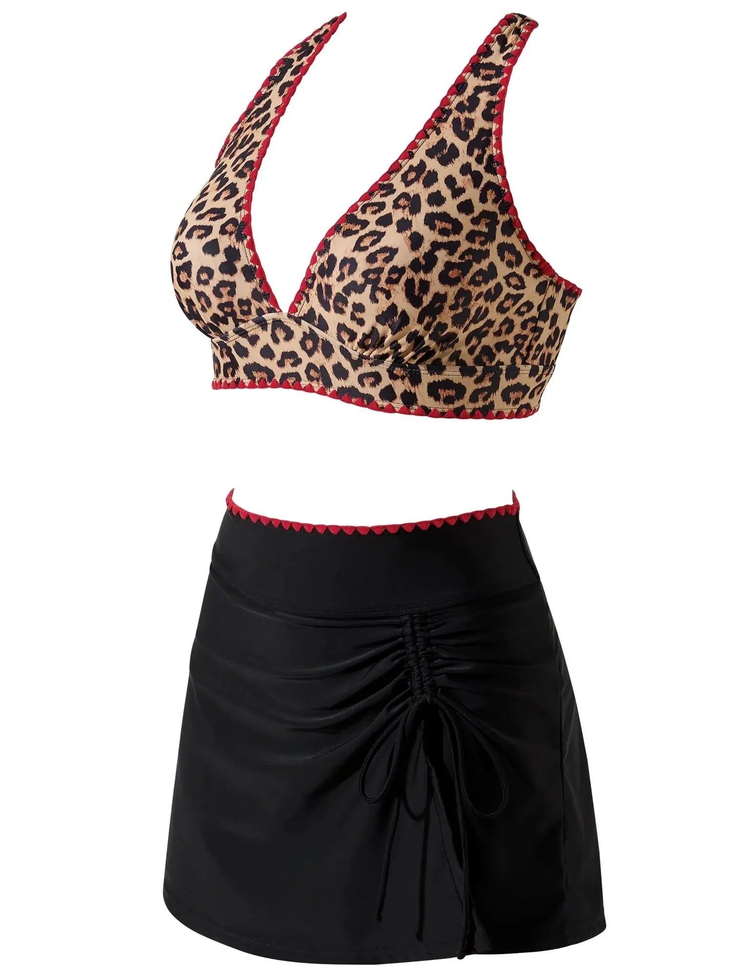SUUKSESS Women High Waisted Bikini Sets with Skirt Sexy Crisscross Back Swimsuit-SUUKSESS-SUUKSESS