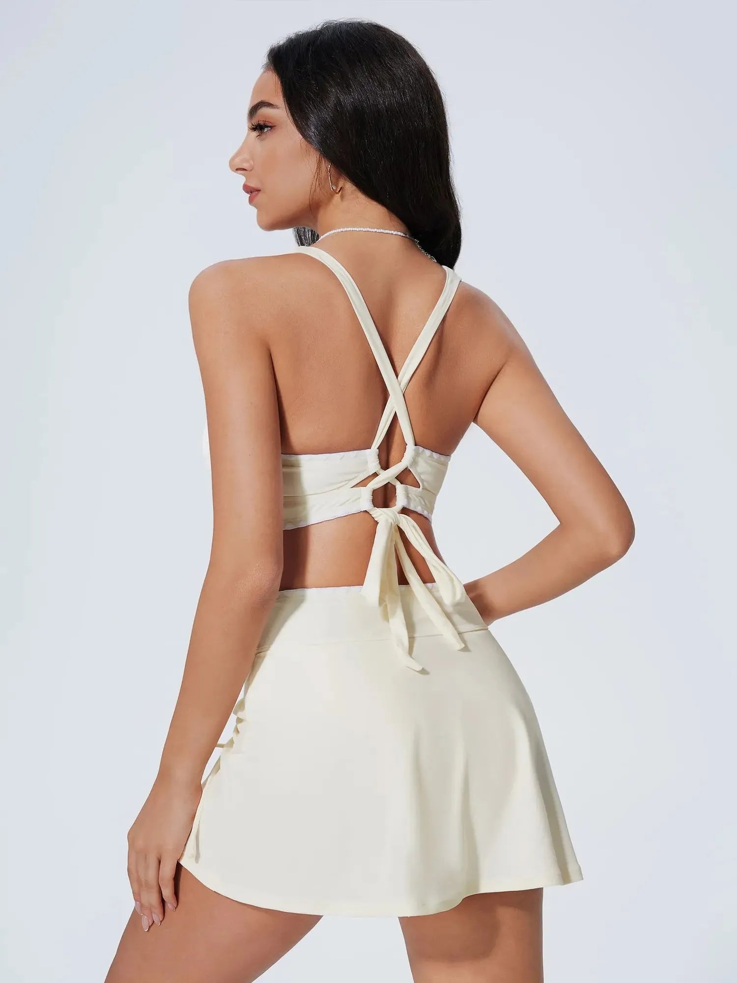 SUUKSESS Women High Waisted Bikini Sets with Skirt Sexy Crisscross Back Swimsuit-SUUKSESS-SUUKSESS