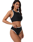 SUUKSESS Women High Waisted Bikini Sets High Neck Sporty Two Piece Swimsuits-SUUKSESS-SUUKSESS