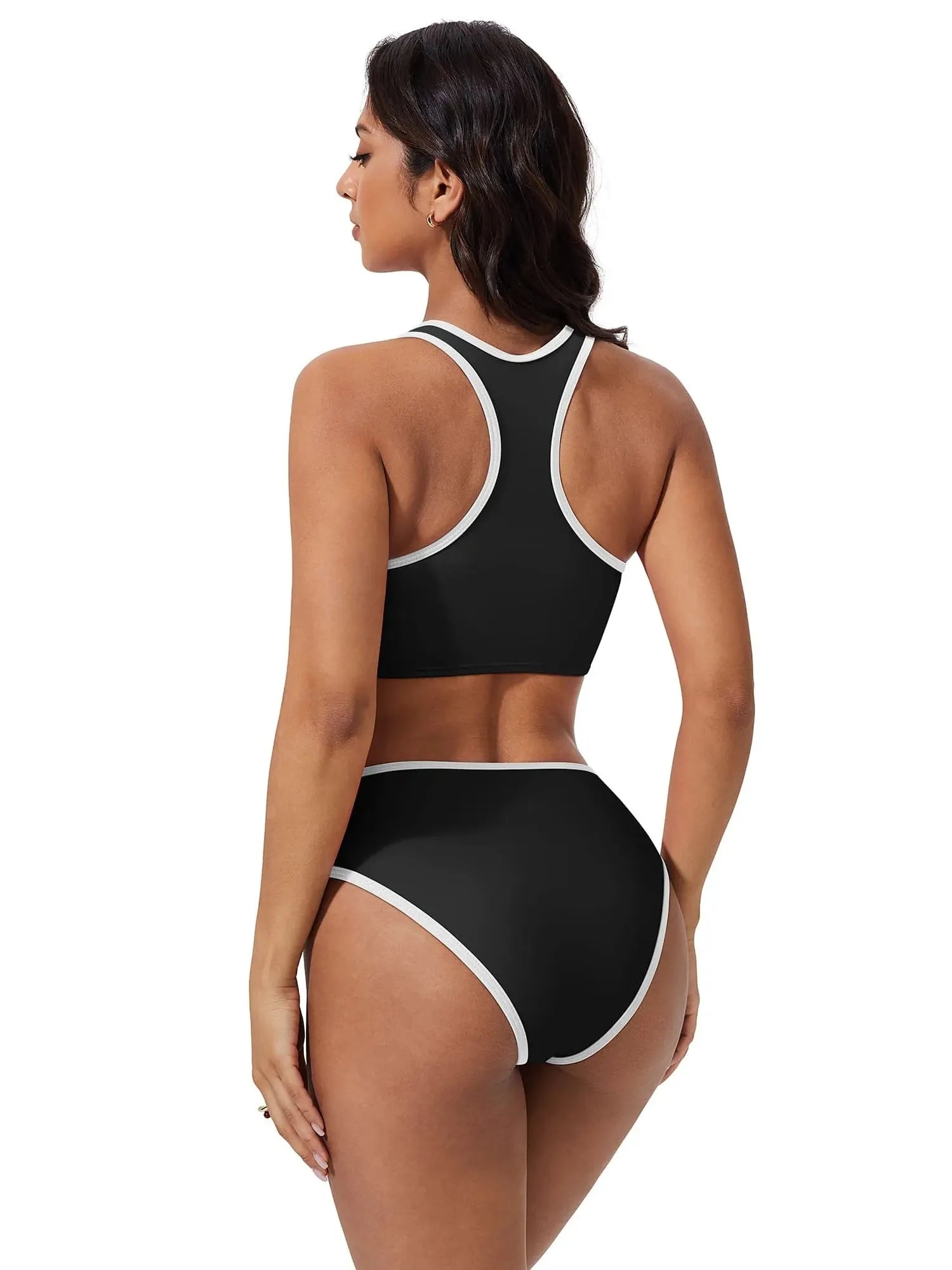 SUUKSESS Women High Waisted Bikini Sets High Neck Sporty Two Piece Swimsuits-SUUKSESS-SUUKSESS