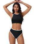 SUUKSESS Women High Waisted Bikini Sets High Neck Sporty Two Piece Swimsuits-SUUKSESS-SUUKSESS