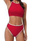 SUUKSESS Women High Waisted Bikini Sets High Neck Sporty Two Piece Swimsuits-SUUKSESS-SUUKSESS