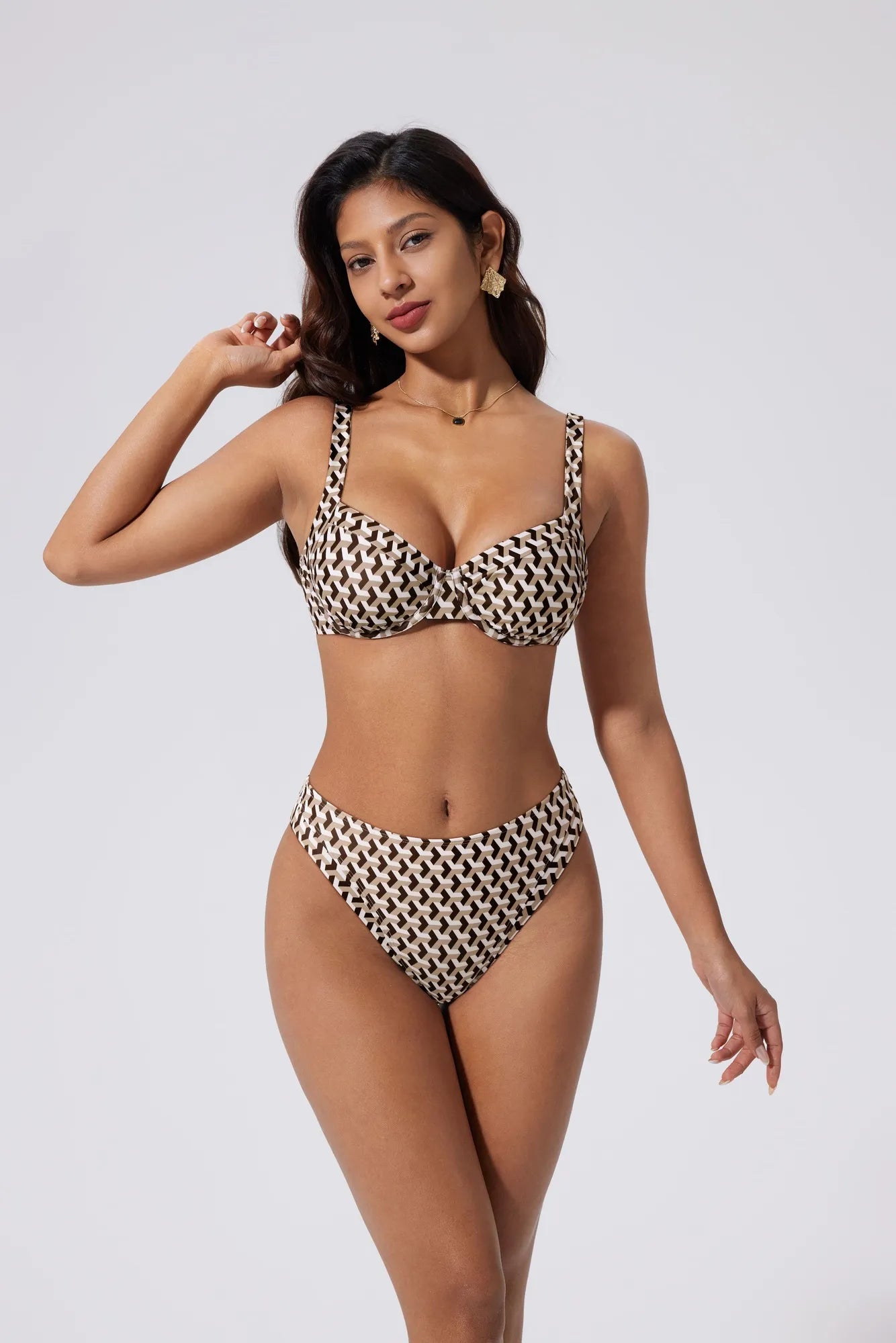 Color Block Underwire 2 Piece Swimsuit