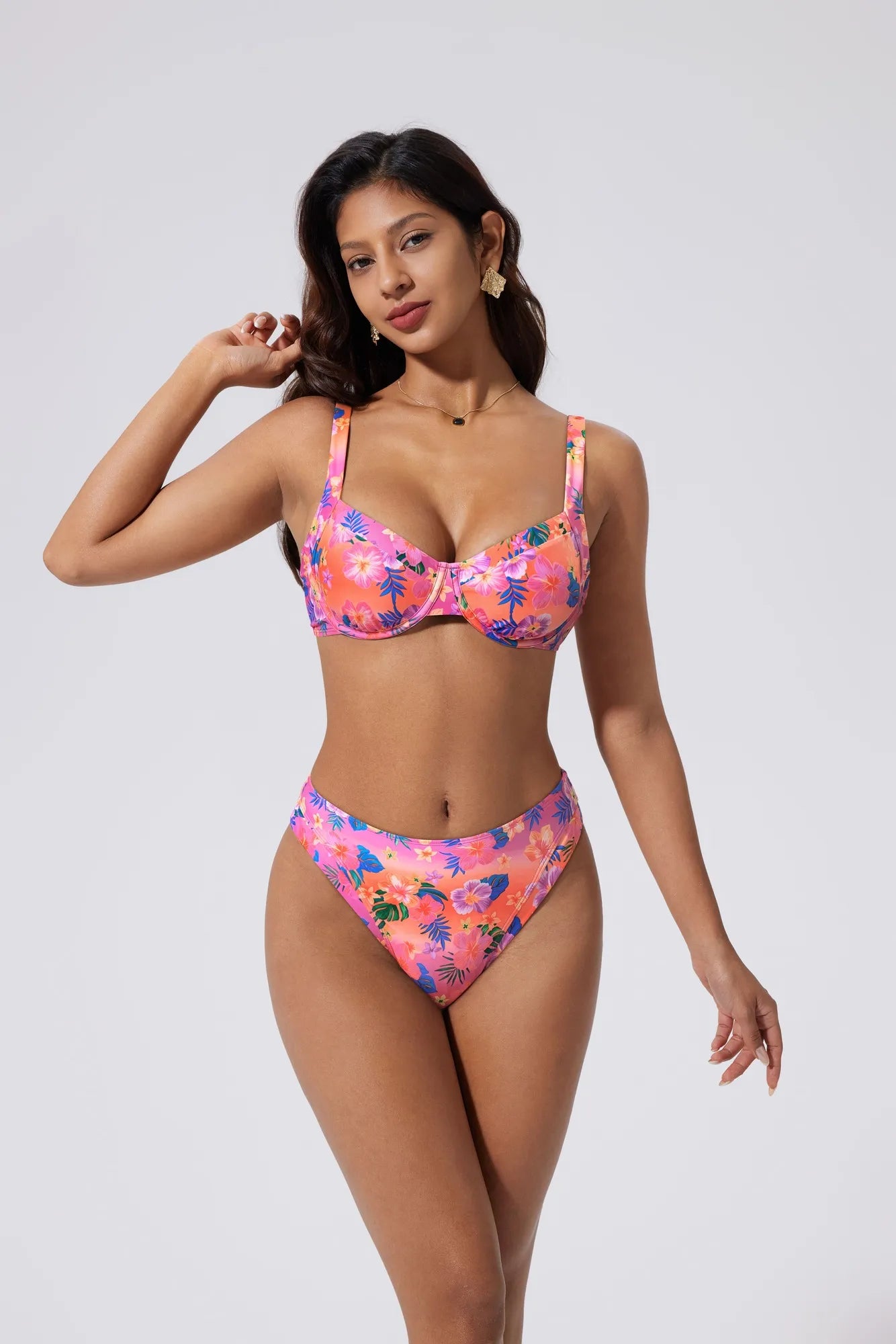 Color Block Underwire 2 Piece Swimsuit